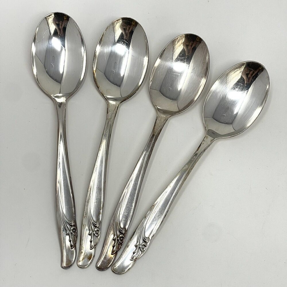 International Rogers EXQUISITE Silverplate 1957 Dinner Place Spoons 7” Set Of 4